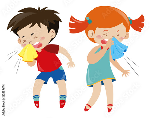 Boy and girl having cold