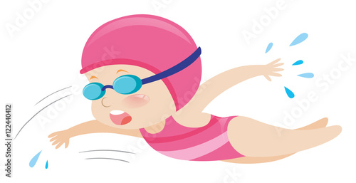 Little girl swimming freestyle