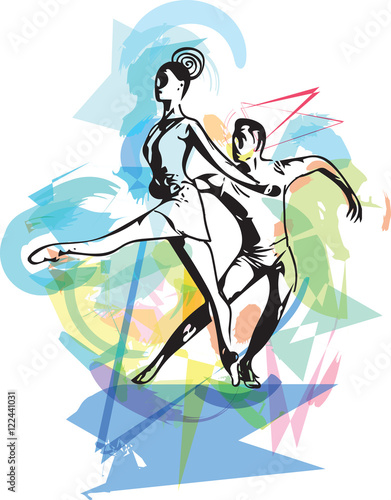 Abstract couple dancing ballet illustration