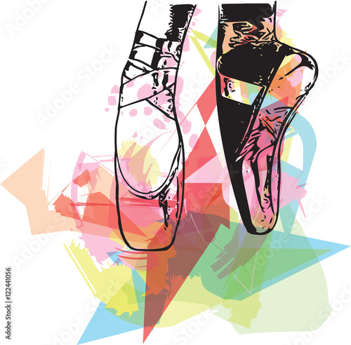 Abstract illustration ballet pointe shoes