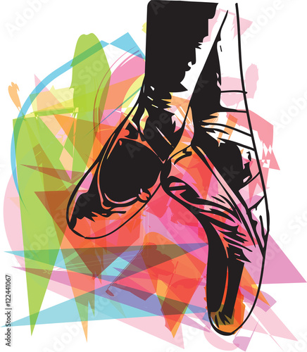 Abstract illustration ballet pointe shoes
