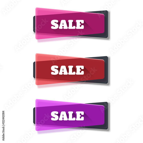 Template of sale banners in plastic material design.