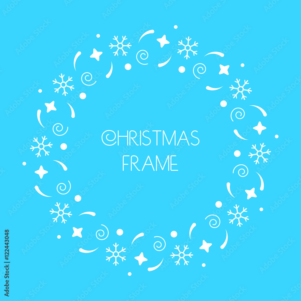 Christmas round frame for Christmas cards, invitations, print and winter design. Vector