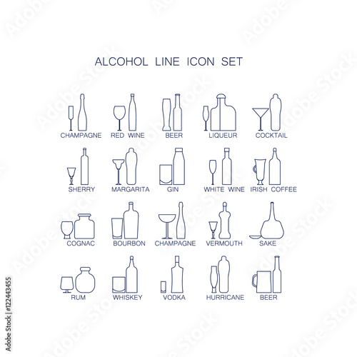 Alcoholic beverages icon set