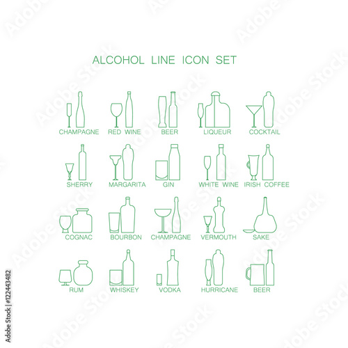 Alcoholic beverages icon set