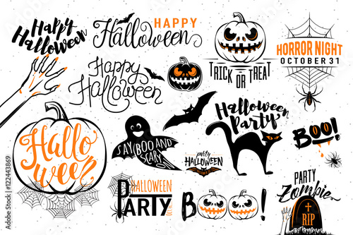 Happy Halloween celebration icon label templates