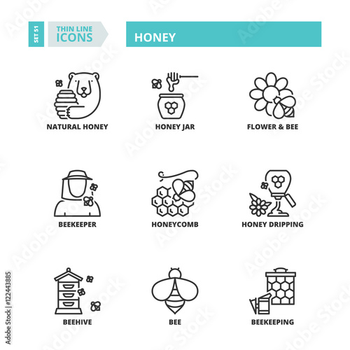 Thin line icons. Honey