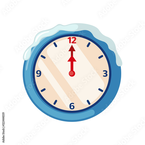 Christmas clock icon in flat style.
