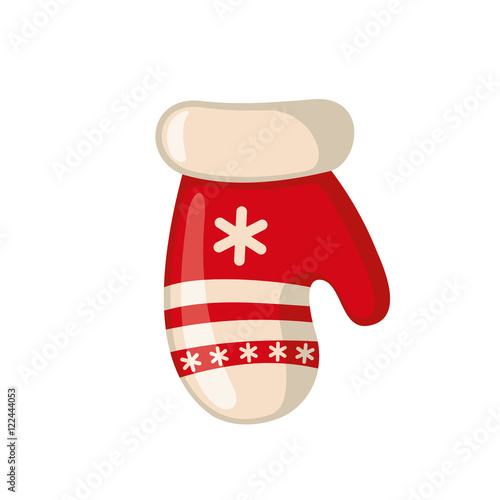 Christmas mitten icon in flat style.