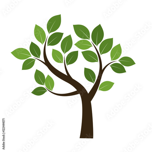 Shape of Tree with Green Leafs. Vector Illustration.