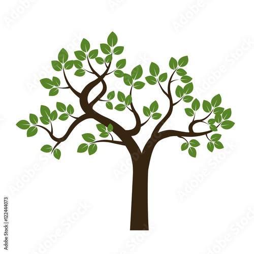 Shape of Tree with Green Leafs. Vector Illustration. © topor