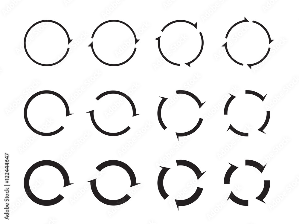 Set of black circle vector arrows.