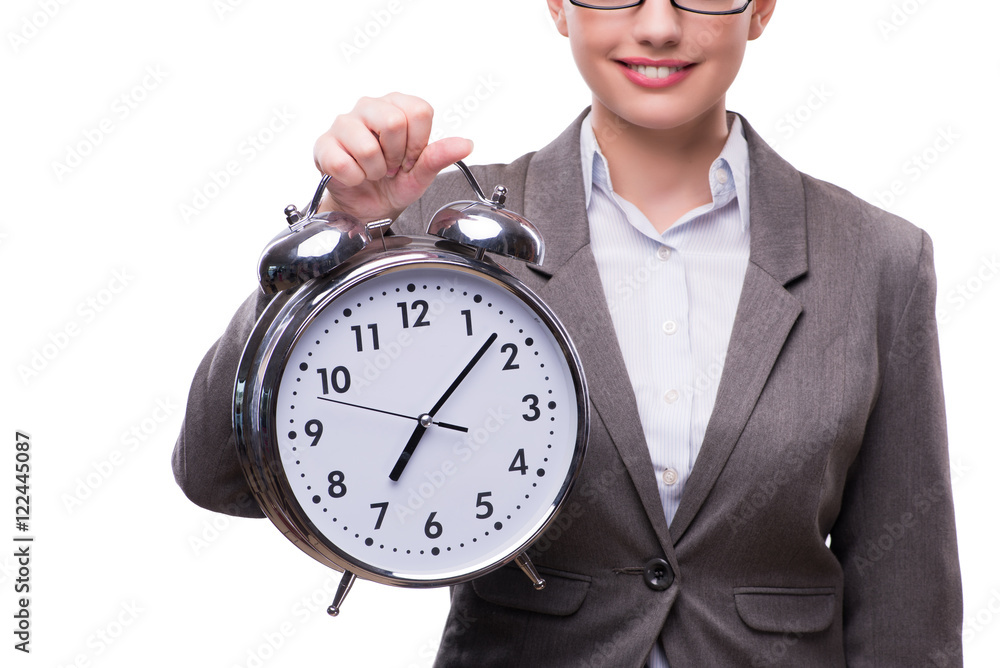 Businesswoman with clock in business concept Businesswoman with clock in business concept