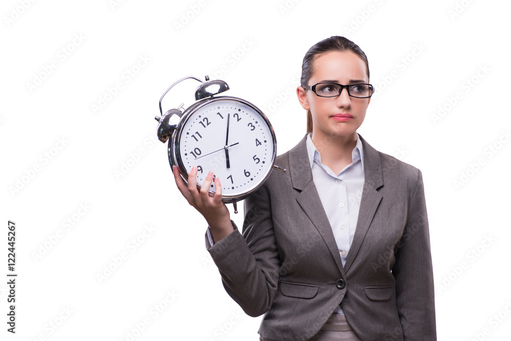Businesswoman with clock in business concept Businesswoman with clock in business concept
