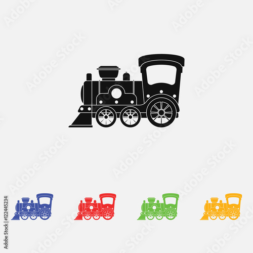 Cartoon toy train vector illustration. Flat style.