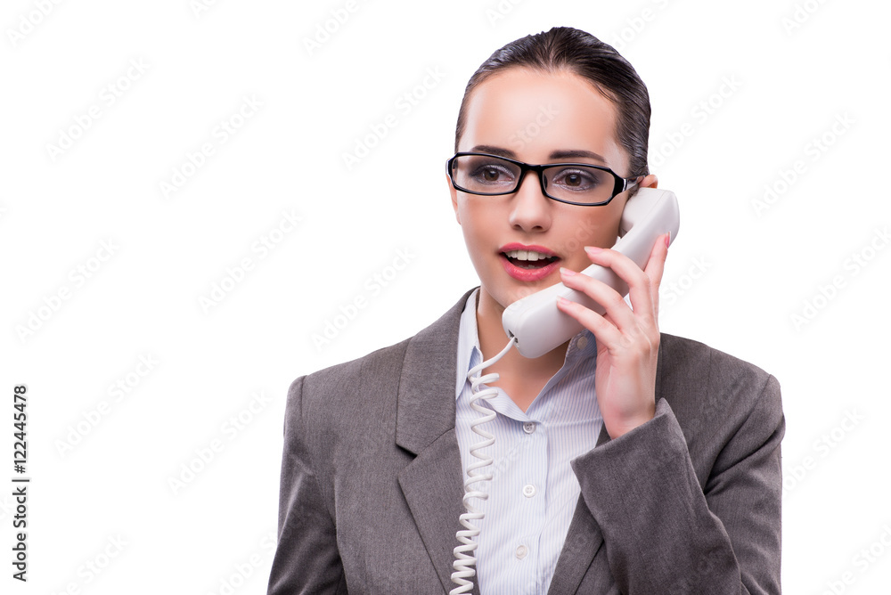 Nice elegant call center operator isolated on white Nice elegant call center operator isolated on white