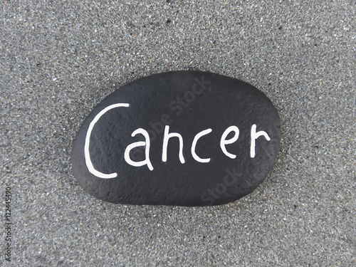 Cancer word carved on a stone 
