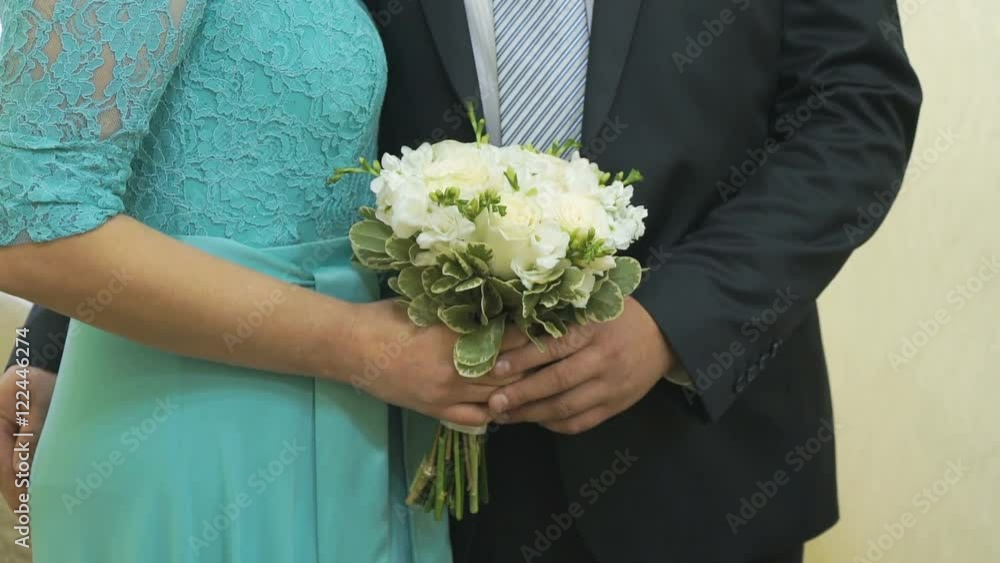 Married couple standing in the wedding hall Married couple standing in the wedding hall