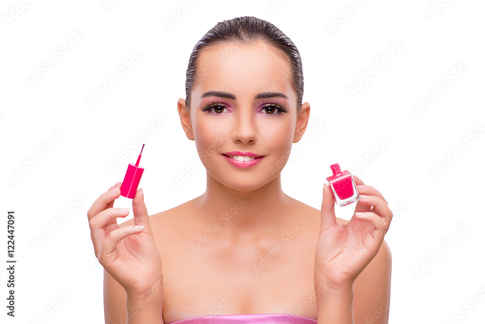 Beautiful woman in make up concept isolated on white Beautiful woman in make up concept isolated on white