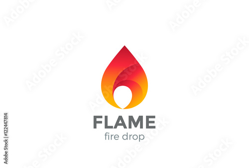 Fire Flame Logo design vector droplet. Red drop Logotype icon