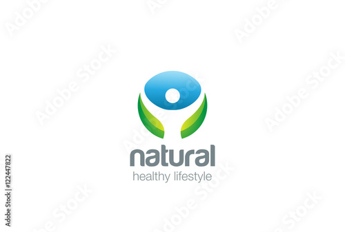 Eco Health green Logo design vector circle