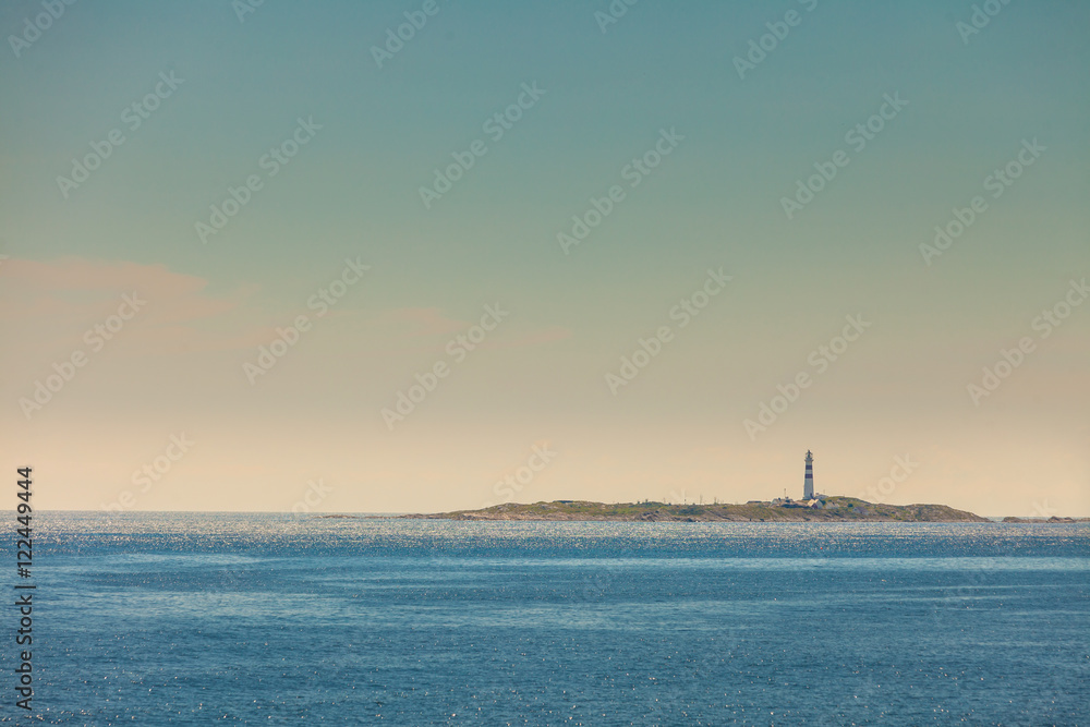 Norwegian coastline with lighthouse
