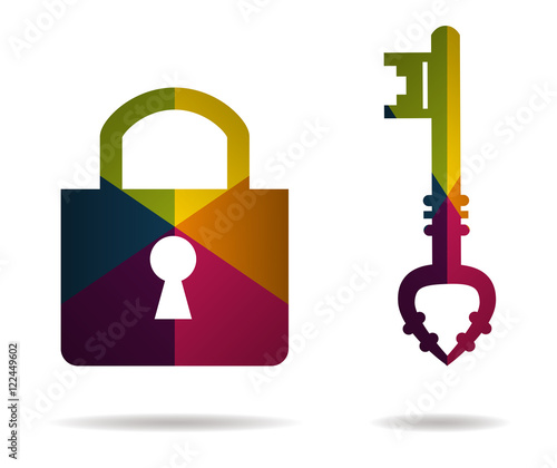 padlock multicolor icon vector