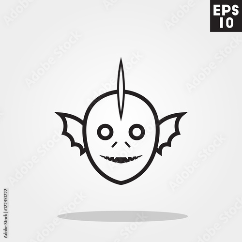 Swamp fishman monster face for halloween icon in trendy flat style isolated on grey background. Id card symbol for your design, logo, UI. Vector illustration, EPS10. 