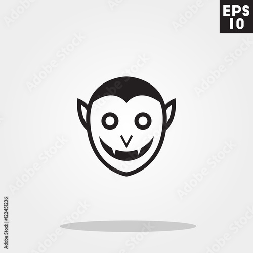 Vampire dracula monster face for halloween icon in trendy flat style isolated on grey background. Id card symbol for your design, logo, UI. Vector illustration, EPS10. 