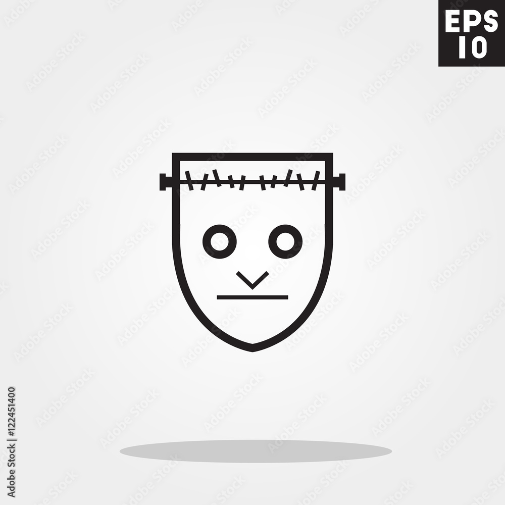Frankenstein monster face for halloween icon in trendy flat style isolated on grey background. Id card symbol for your design, logo, UI. Vector illustration, EPS10. Frankenstein monster face for halloween icon in trendy flat style isolated on grey background. Id card symbol for your design, logo, UI. Vector illustration, EPS10.