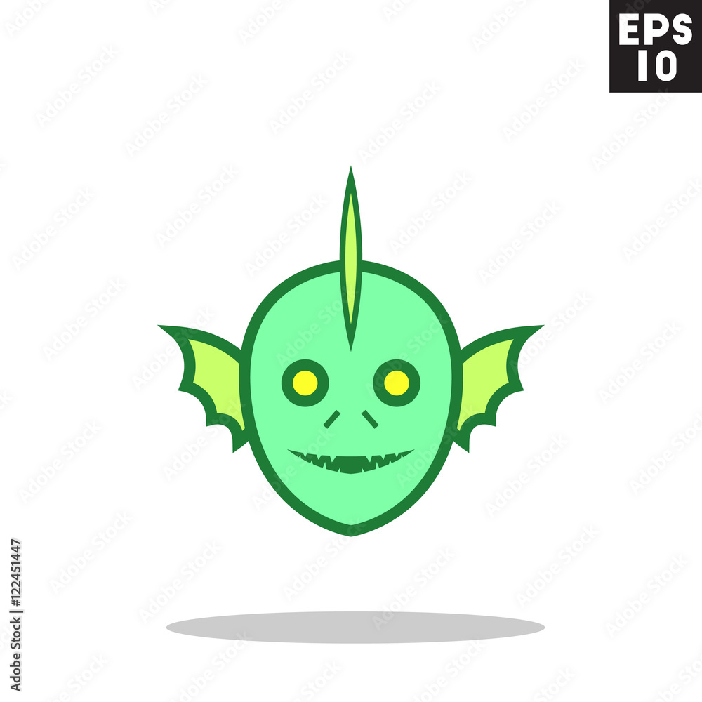 Vecteur Stock Swamp fishman monster face for halloween icon in trendy flat  style isolated on grey background. Id card symbol for your design, logo,  UI. Vector illustration, EPS10. Colored. | Adobe Stock