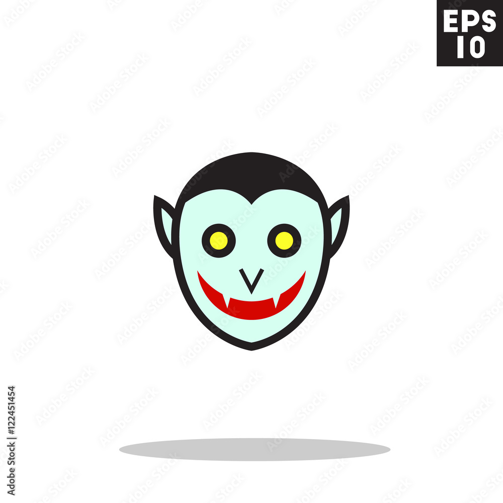 Vampire dracula monster face for halloween icon in trendy flat style isolated on grey background. Id card symbol for your design, logo, UI. Vector illustration, EPS10. Colored.