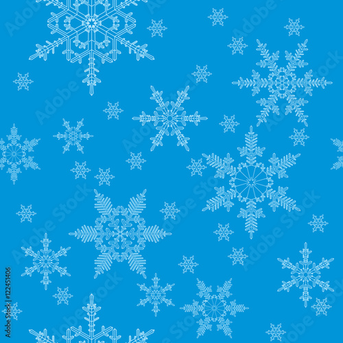 Pattern of snowflakes. Vector seamless background with snowflakes