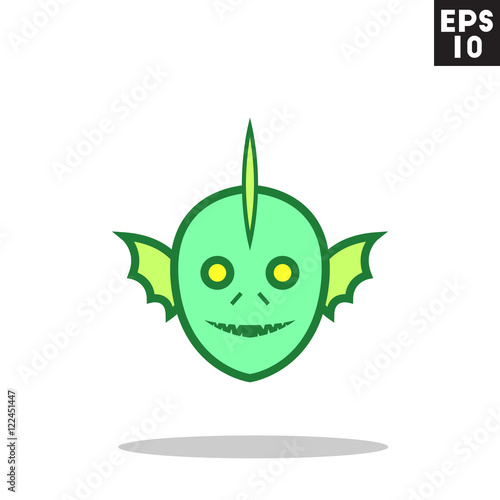 Swamp fishman monster face for halloween icon in trendy flat style isolated on grey background. Id card symbol for your design, logo, UI. Vector illustration, EPS10. Colored.