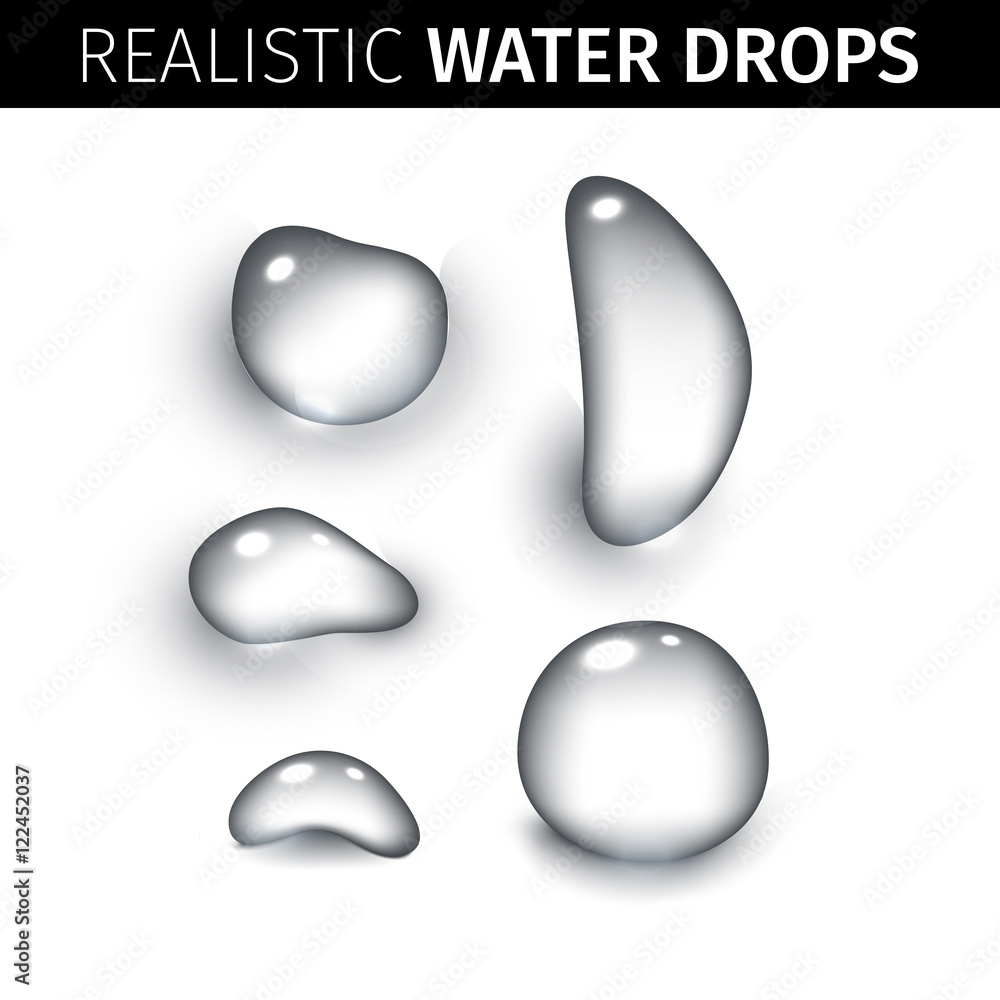 Pure clear water drops realistic set isolated vector illustration Pure clear water drops realistic set isolated vector illustration