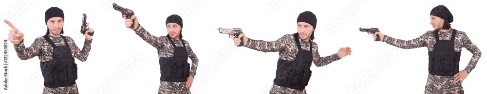 Soldier with gun isolated on white Soldier with gun isolated on white