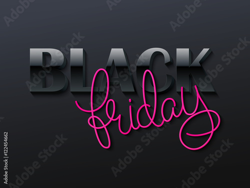 vector illustration of black friday poster with 3d and hand lettering text