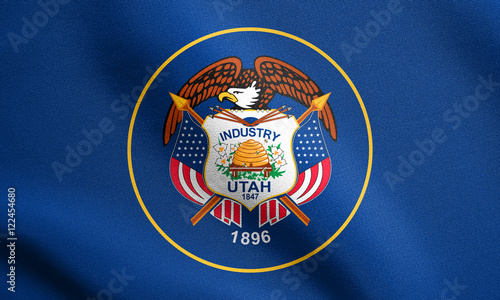 Flag of Utah waving with fabric texture