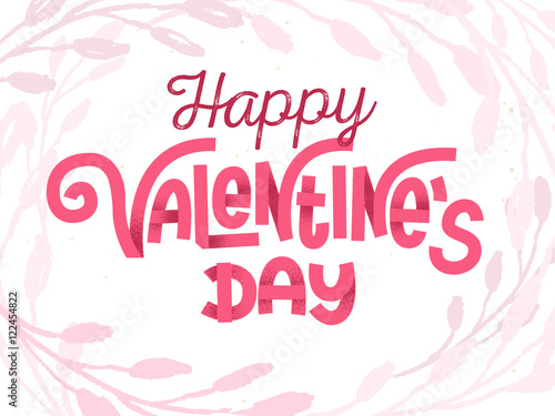 Happy Valentine s Day  tender greeting card with fun custom pink lettering on white