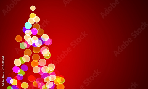 vector illustration of christmas lights on tree, out of focus
