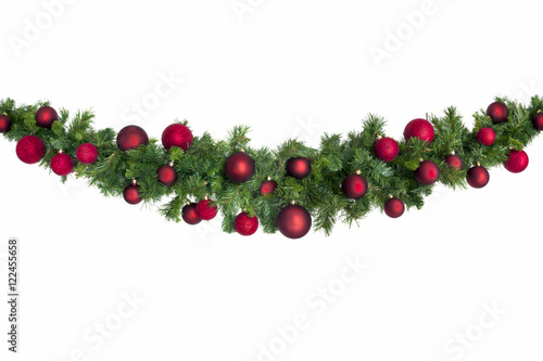 Christmas Garland with Red Baubles photo