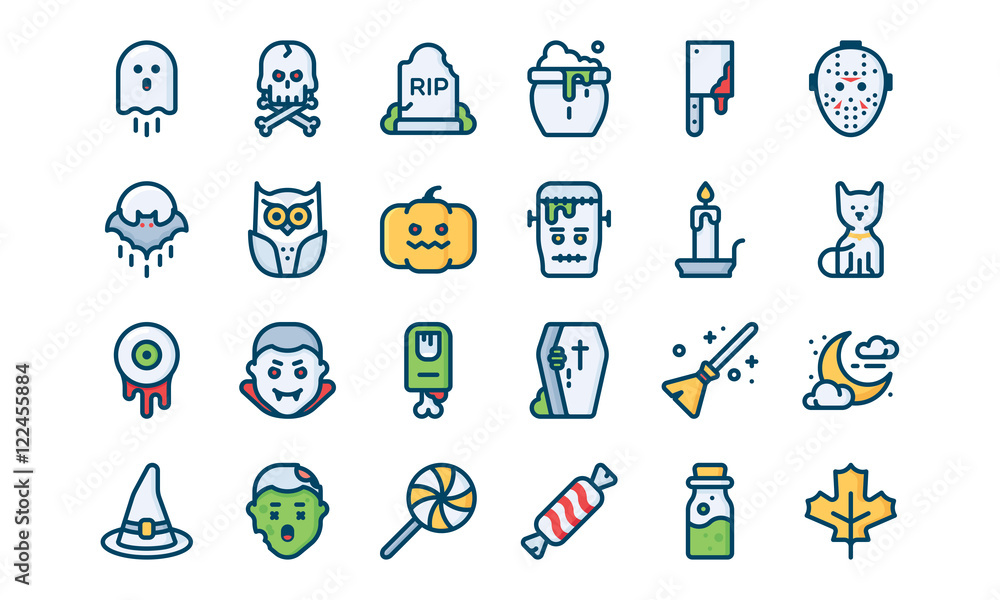 Halloween filled outline icon set Halloween filled outline icon set