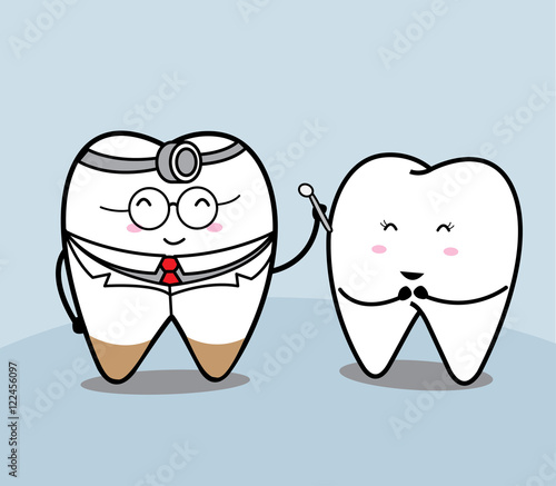 cute cartoon tooth and dentist