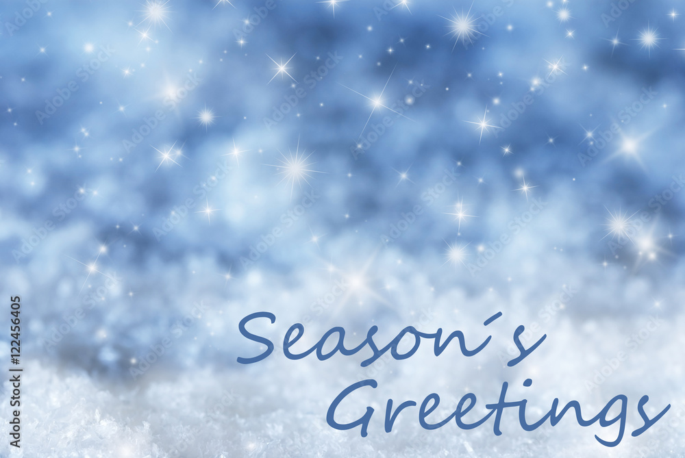 Snow Text Background Blue Sparkling Christmas Background, Snow, Text Seasons Greetings Stock ...