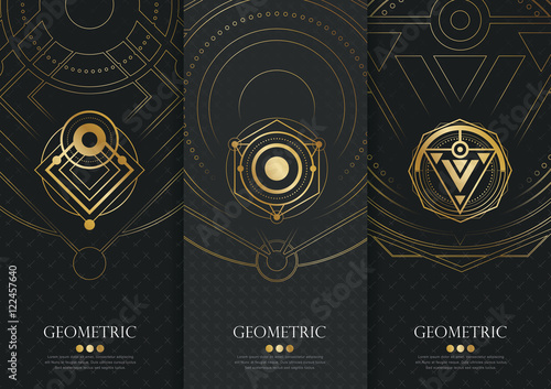 Vector set of templates packaging,black labels and frames for packaging for luxury products in geometric trendy linear style,identity,branding,golden pattern in trendy linear style,vector illustration