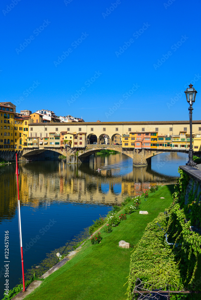Florence (Italy) - The capital of Renaissance's art and Tuscany region. The Ponte Vecchio at sunrise