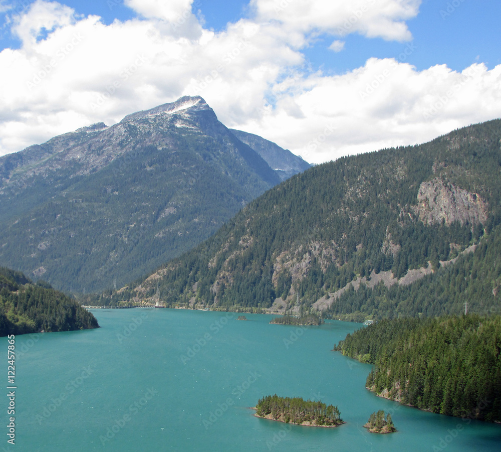Diablo Lake with Crater Mountain in the background in the Ross Lake National Recreation Area,