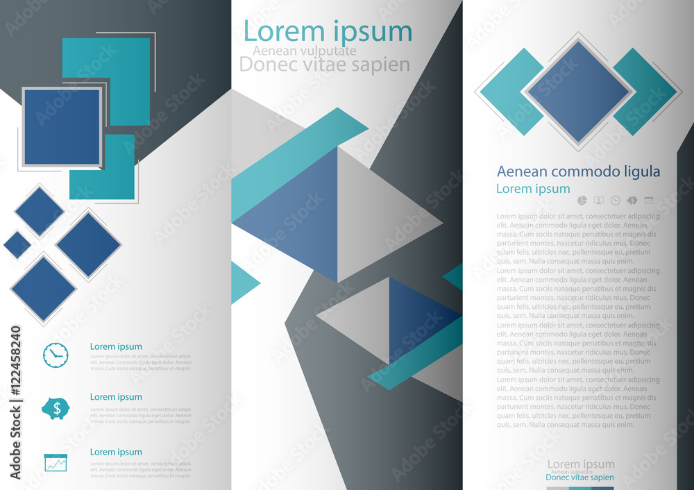 Leaflet cover presentation abstract geometric background, layout in A4 size Blue fold set technology annual report brochure flyer design template vector Leaflet cover presentation abstract geometric background, layout in A4 size Blue fold set technology annual report brochure flyer design template vector