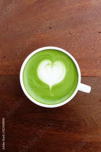 A cup of green tea matcha latte