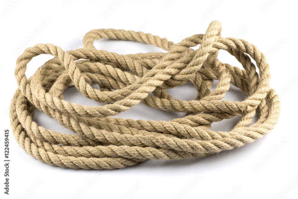 Twisted thick rope on white